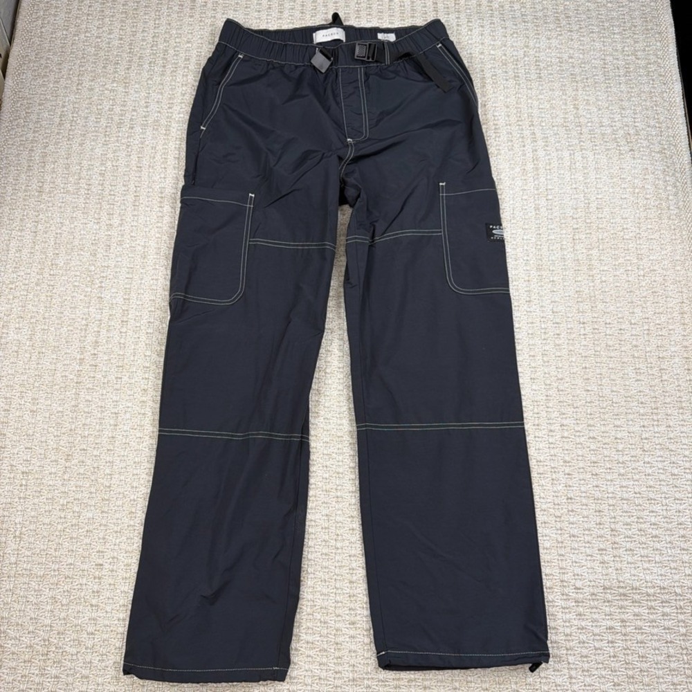 PacSun Mens M Baggy Cargo Pants Gray Y2K Rave Utility Techwear Skater Streetwear